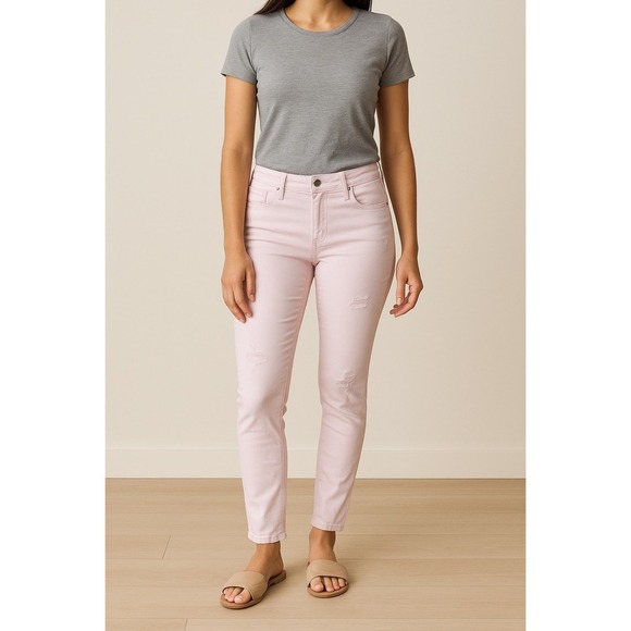 Abercrombie & Fitch Womens Pink Denim Distressed Skinny Jeans Size 27 - Picture 1 of 7